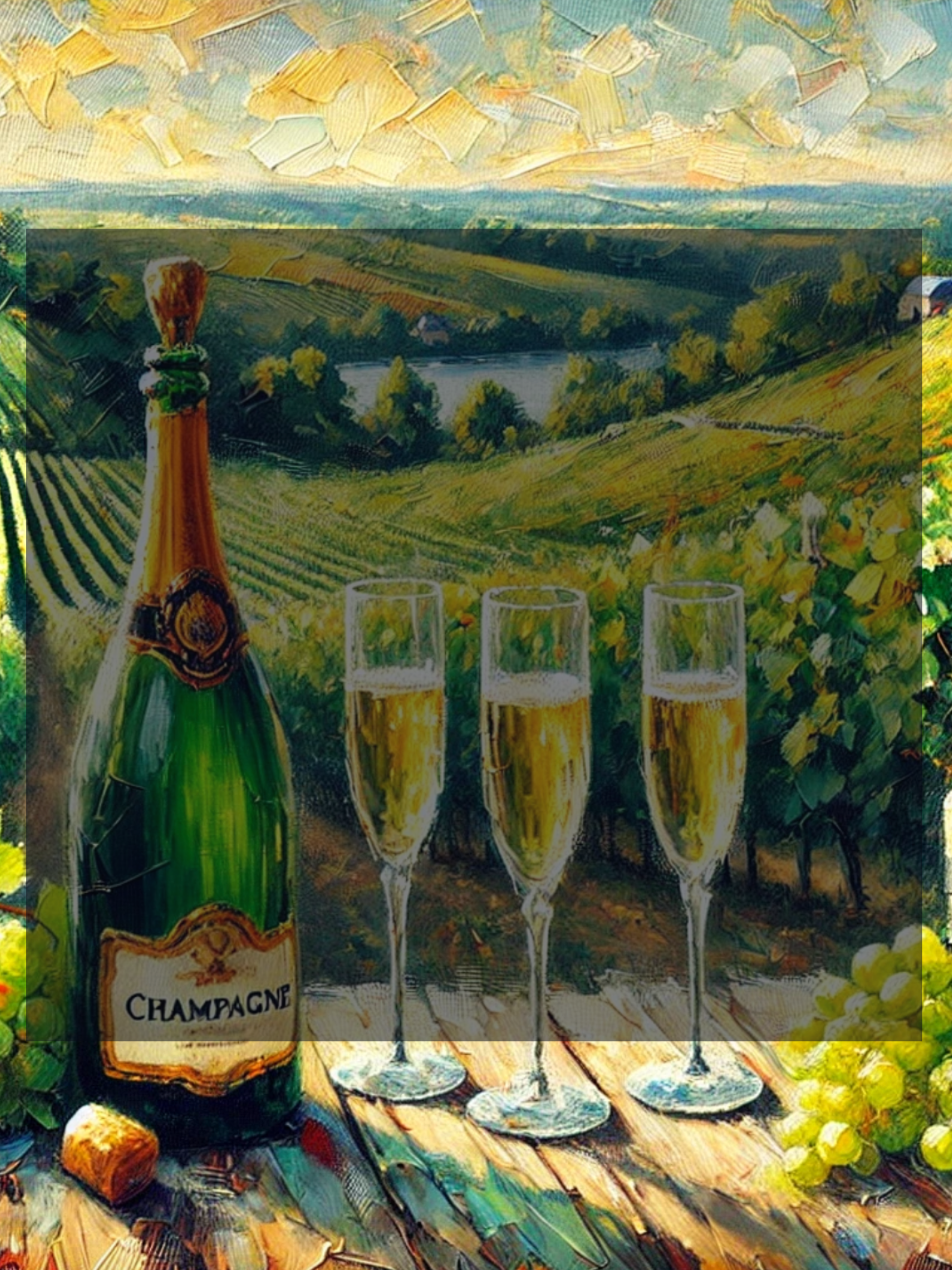 A rendered image of Champagne with a general description of the wines from that region.